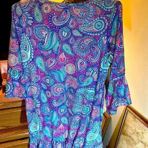 Simply Southern Paisley, turquoise fluorescent orange beach Dress